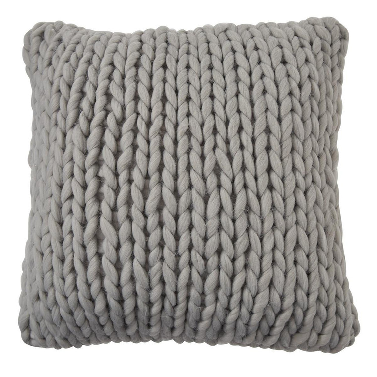 Chunky Knit Pillow - Fog 18"