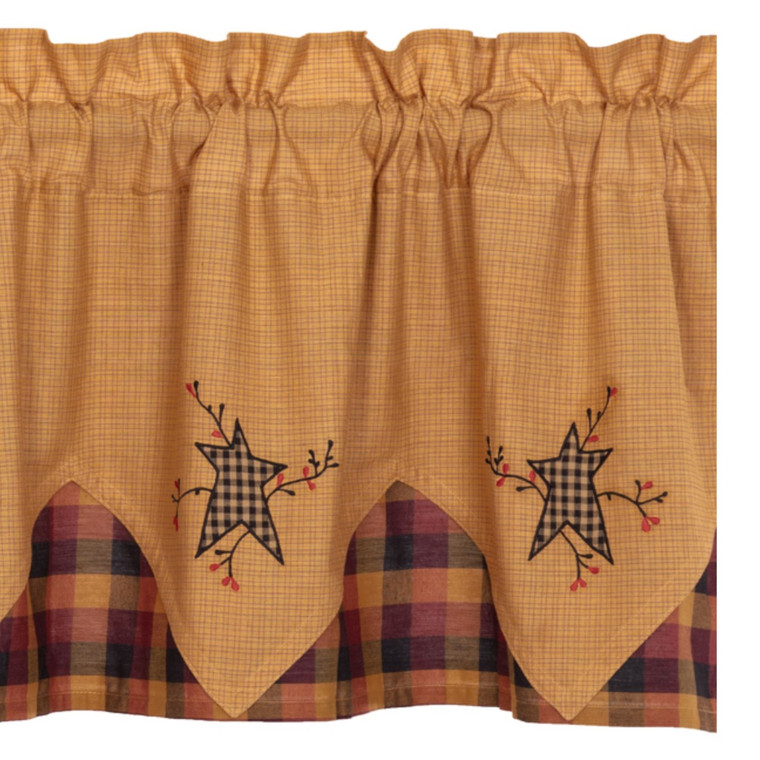 Heritage Farms Primitive Star and Pip Layered Valance -72x20