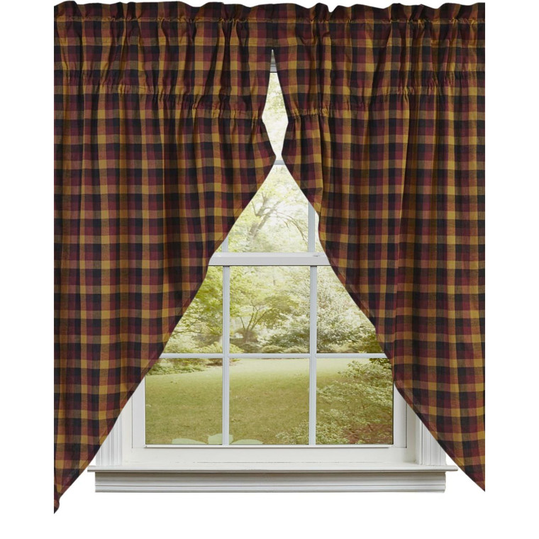 Heritage Farms Primitive Check Prairie Gathered Curtains - 72x63 - 840528160370