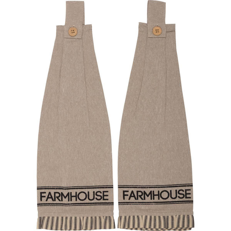 Sawyer Mill Charcoal Farmhouse Tab Towels - Set of 2 - 840528173998