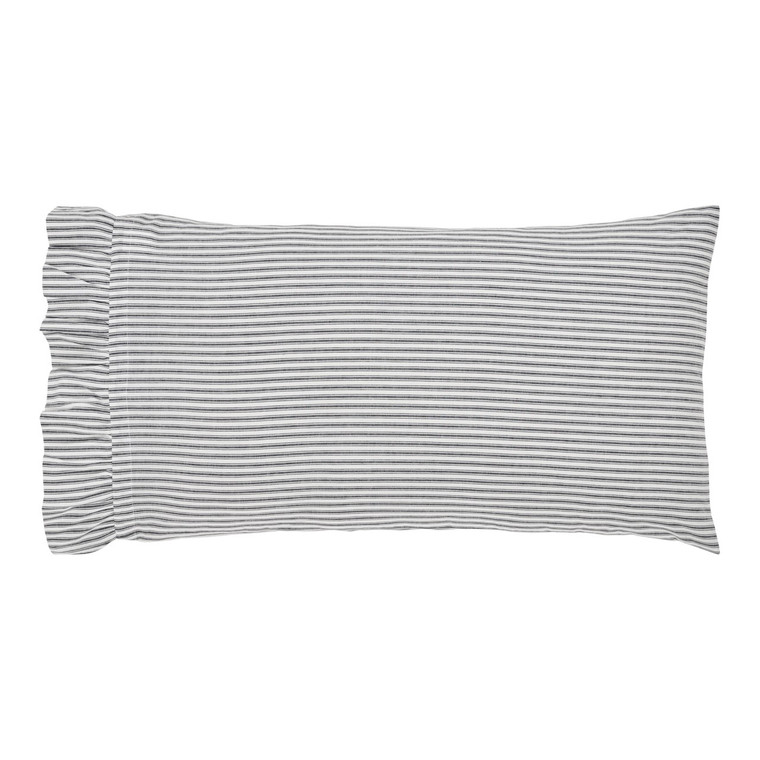Sawyer Mill Black Ticking Stripe Pillowcases - Ruffled King Set of 2