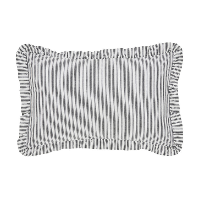 Sawyer Mill Black Ticking Stripe Pillow - Ruffled
