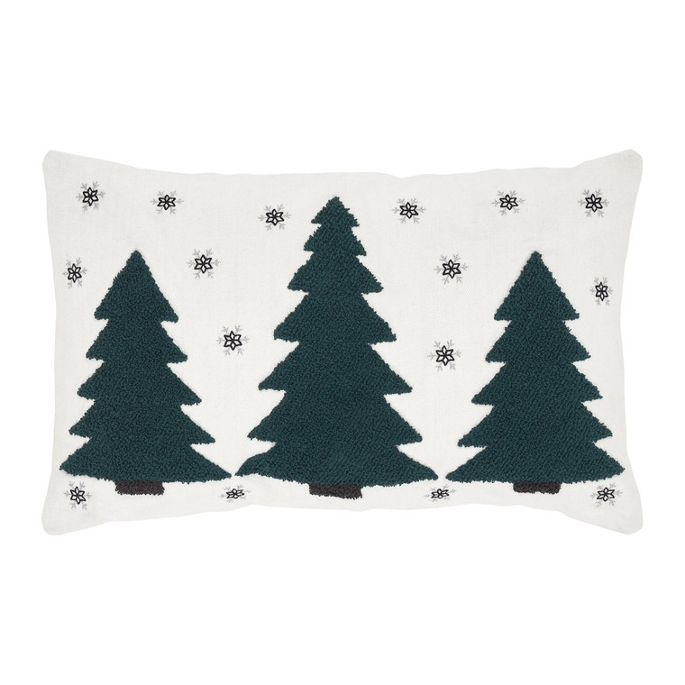 Pine Grove Plaid Embroidered Trees Pillow - 14x22