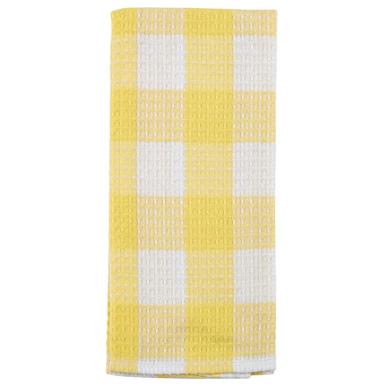 Wicklow Check Yellow Waffle Dishtowels - Set of 3