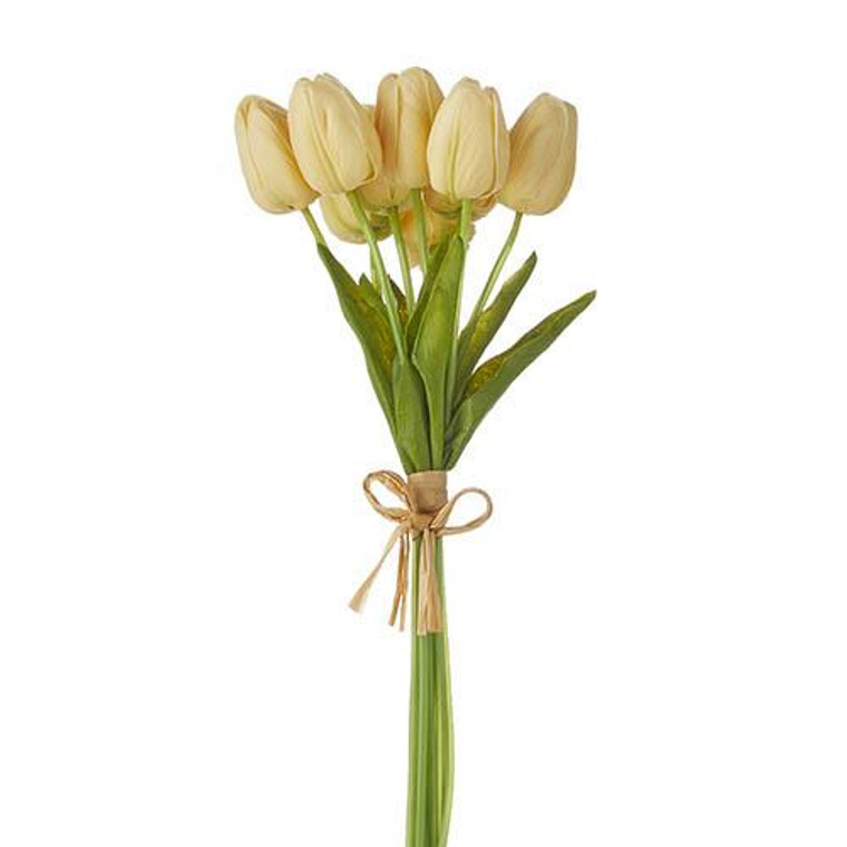 Real Touch Tulip Bundle -Butter Yellow 15"