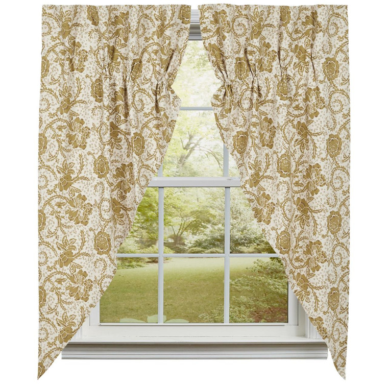 Dorset Gold Floral Prairie Gathered Curtains - 72x63 - 840233904597