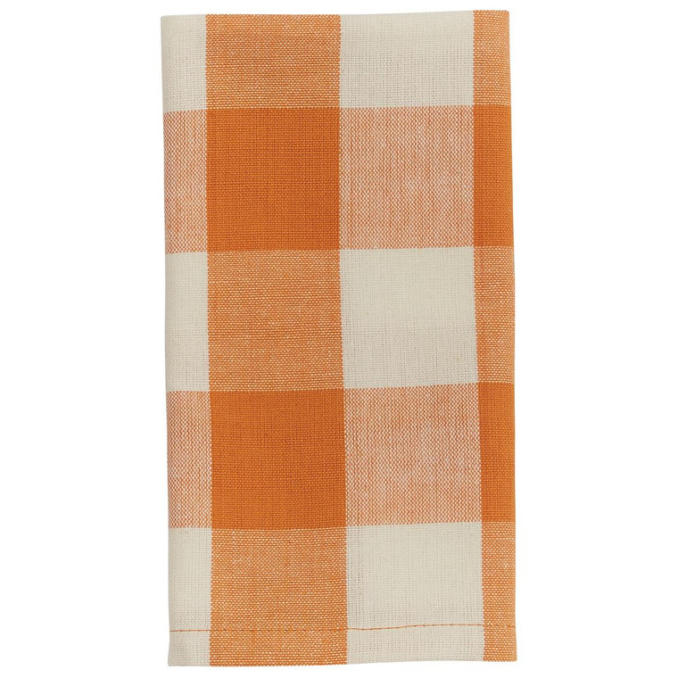 Wicklow Check Orange & Cream Pumpkin Napkins - Set of 6