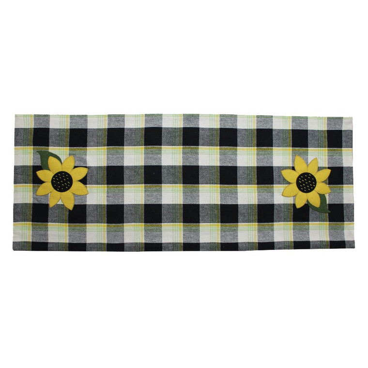 Sunflower Buffalo Check Buttermilk Table Runner - Black 14x36 - Final Sale