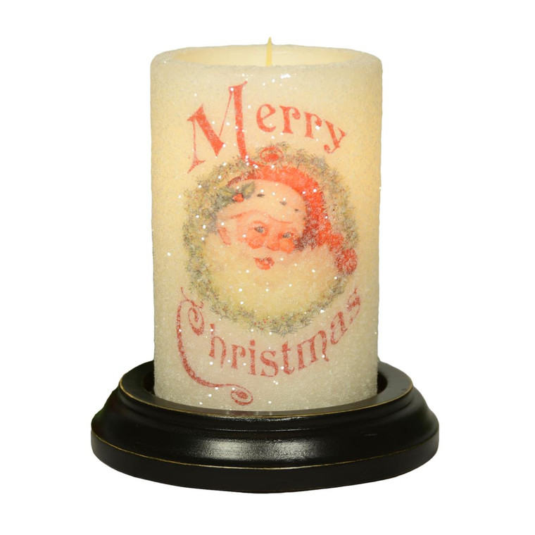 Candle Sleeve - Gumdrop Merry Christmas Retro Santa - 400000662978