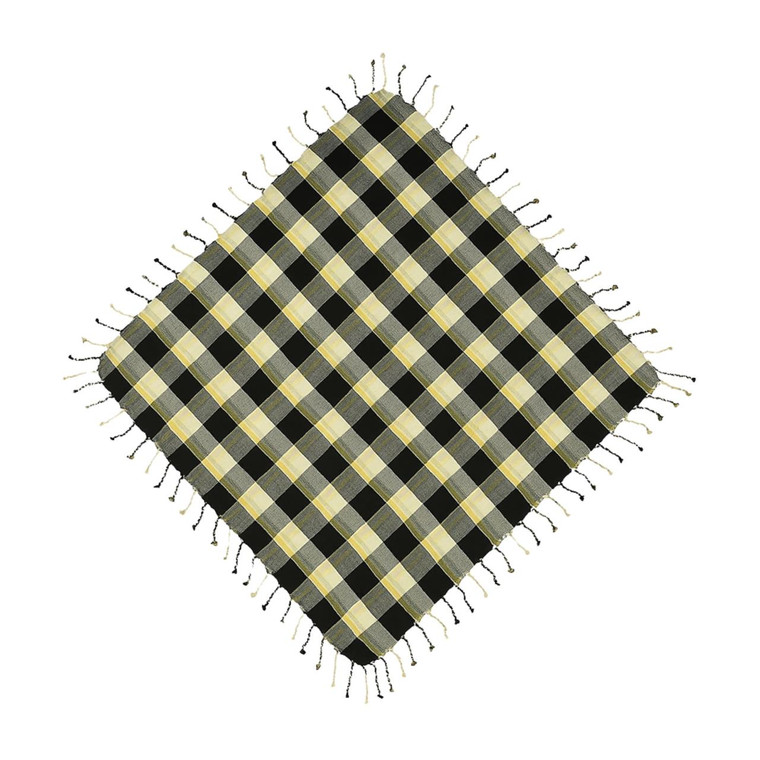 Sunflower Buffalo Check Buttermilk Table Square - Black - Final Sale