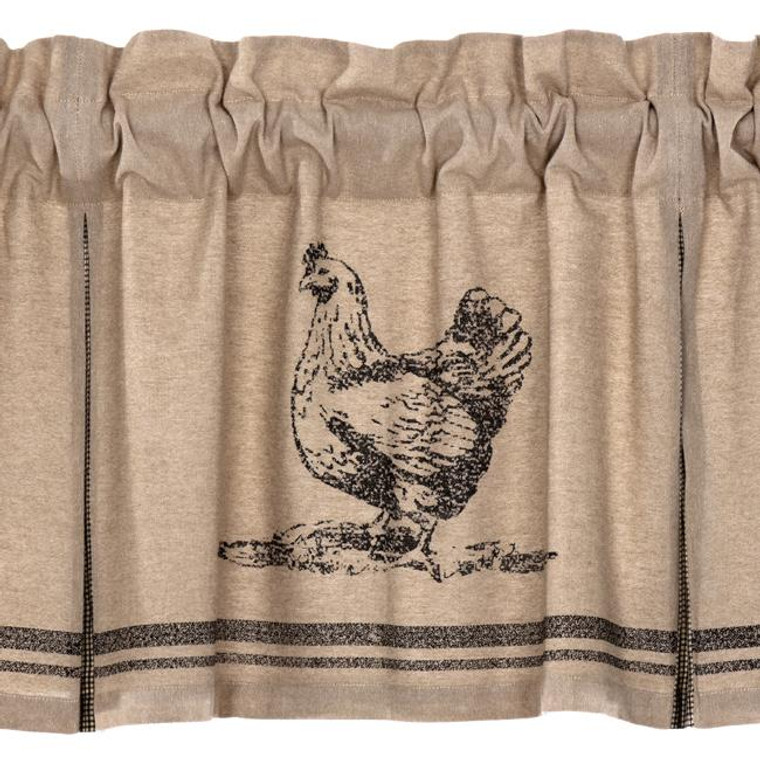 Sawyer Mill Charcoal Chicken Valance - Pleated 60x20 - 840528184185