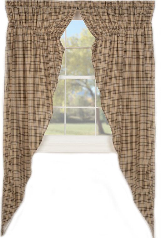 Sawyer Mill Charcoal Plaid Prairie Gathered Curtains - 72x84 - 840528189630