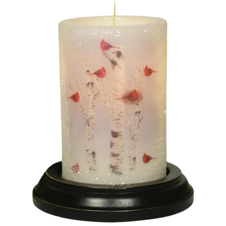 Candle Sleeve - Gumdrop Birch & Cardinals - 844558071316