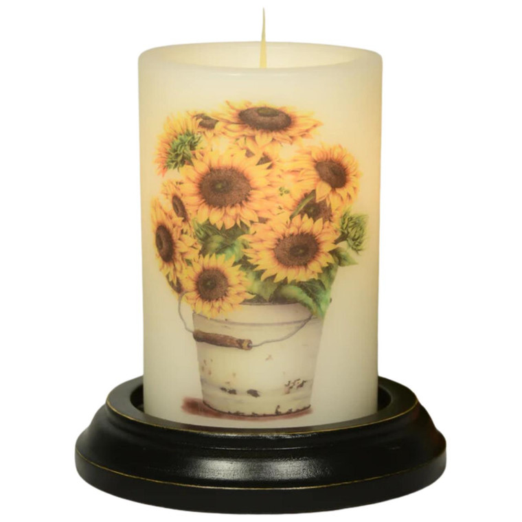 Candle Sleeve - Rusty Bucket Sunflowers Vanilla - 844558068309