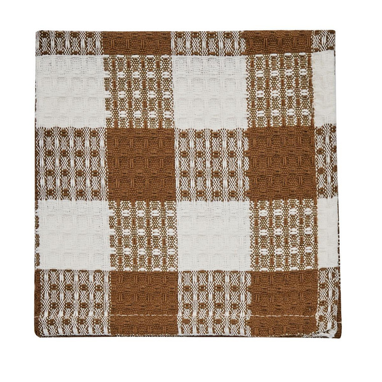 Wicklow Check Brown & Cream Dishcloths - Set of 6