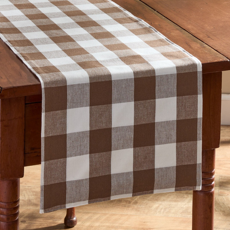 Wicklow Check Brown & Cream Table Runners - Backed