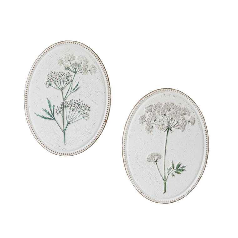 Queen Anne's Lace Floral Embossed Wall Art - Set of 2 16"