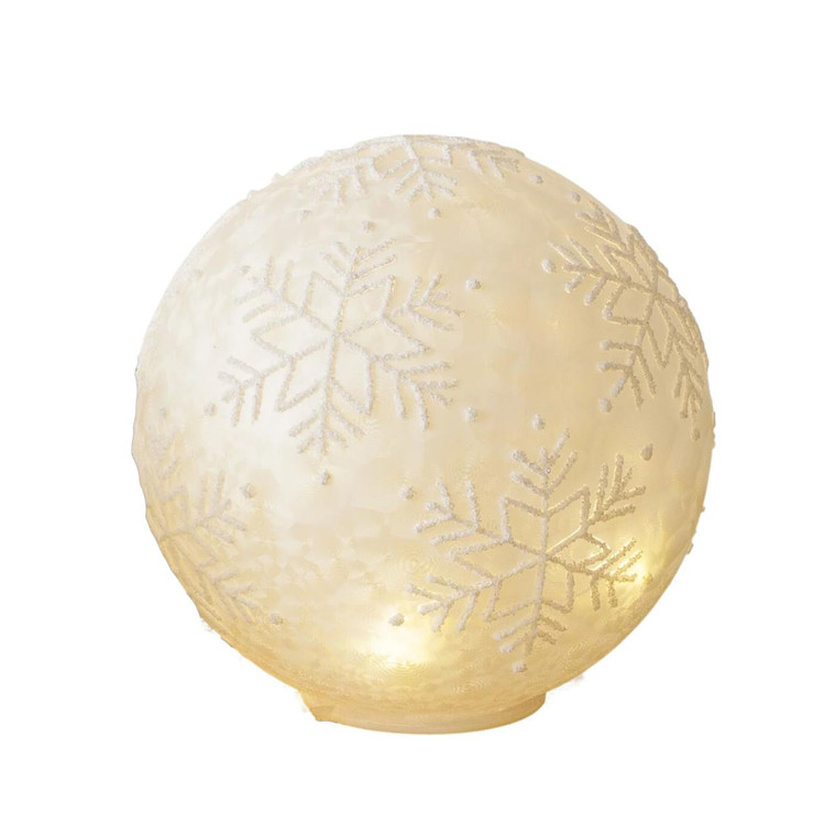 Snowflake Lighted Timer Glass Ball - 8x8