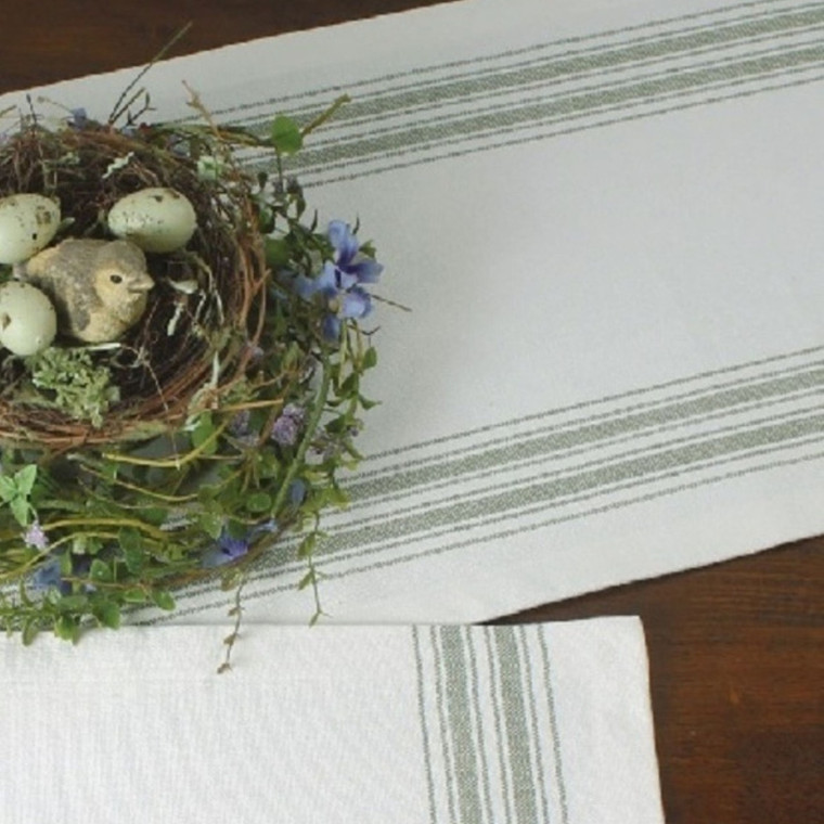 Grain Sack Stripe Sage Table Runner - 14x45