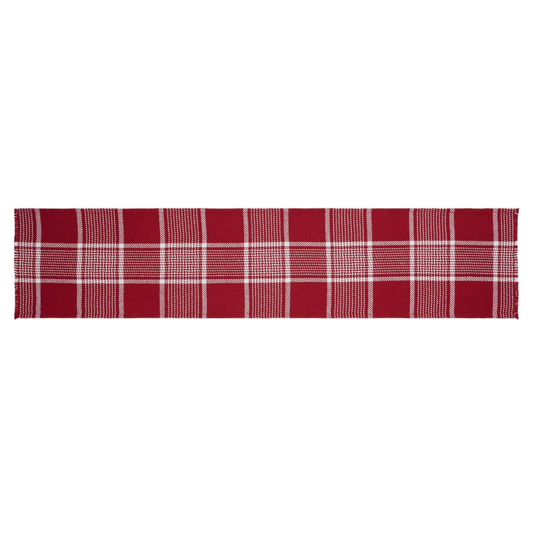 Eston Red & White Plaid Fringed Table Runners -