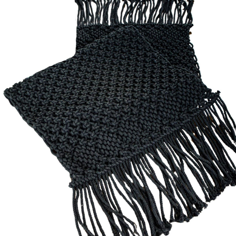 Macrame Black  Table Runner - 14x45