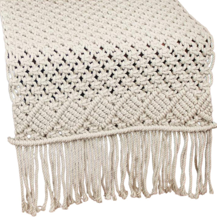 Macrame Natural Table Runner - 14x45