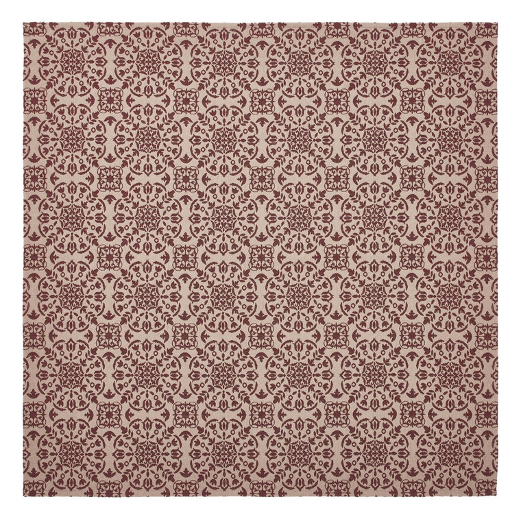 Custom House Burgundy Tan Jacquard Table Topper - 20x20