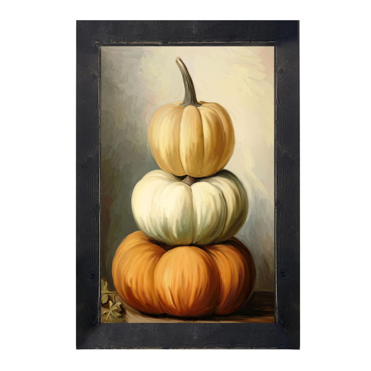 Stacked Pumpkins - Black Frame 18x36