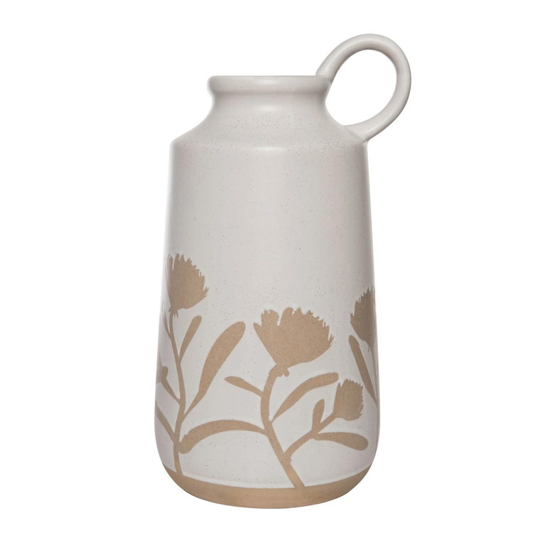 Stoneware Wildflower Vase With Handle - 12"