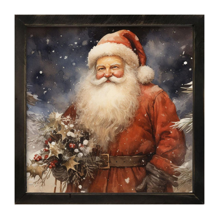 Winter Night Santa- Black Frame 25x25