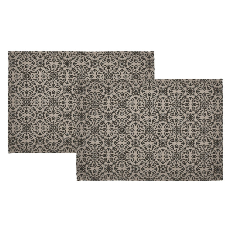 Custom House Black Tan Jacquard Placemats - Set of 2