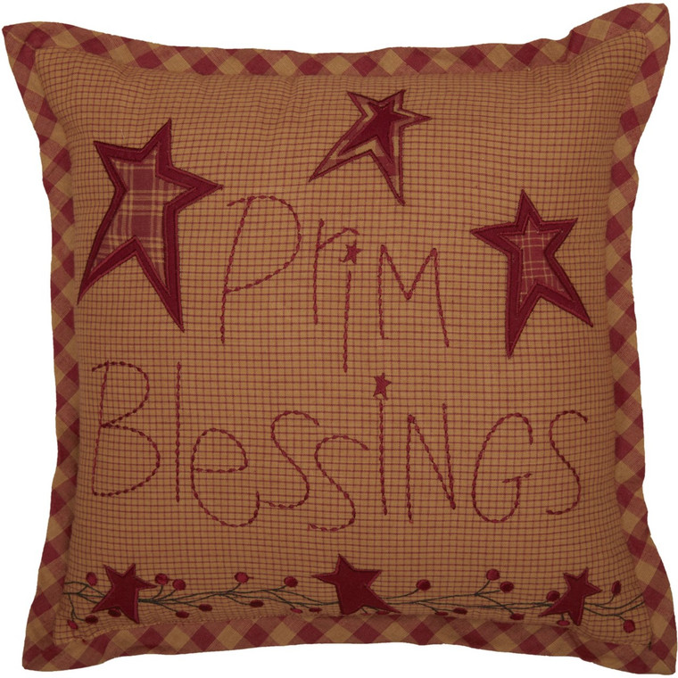 Ninepatch Star Prim Blessings Pillow - 12x12