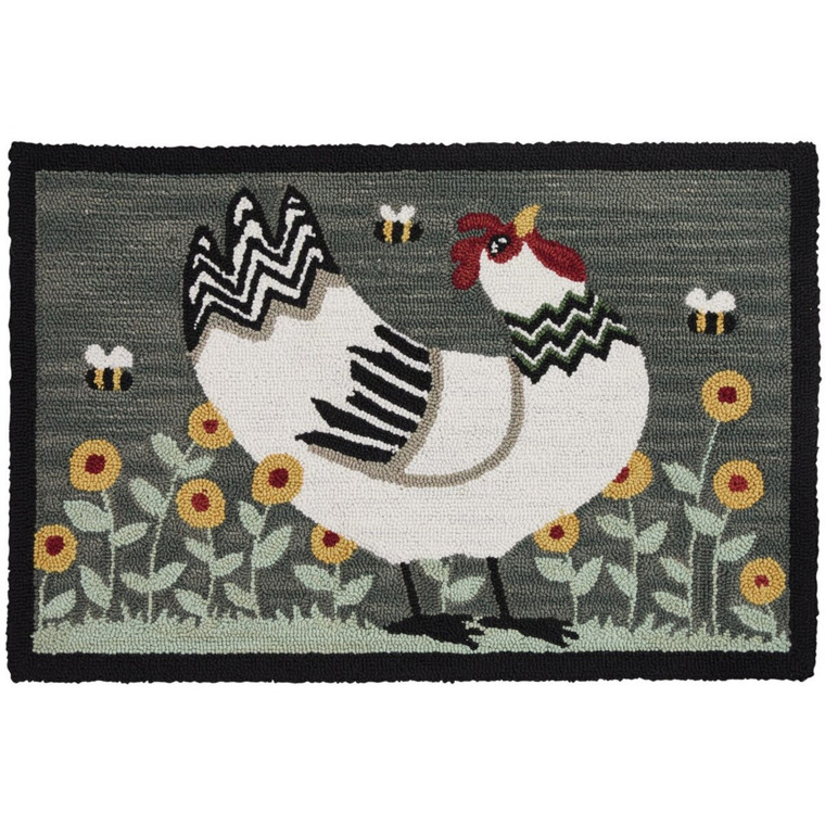 My Little White Hen Hooked Rugs