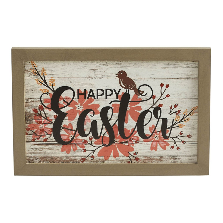 Happytoseeyou April Happy Easter スモール Spring In Bloom Happy Easter Floral Wall Sign - 12x8 - Country