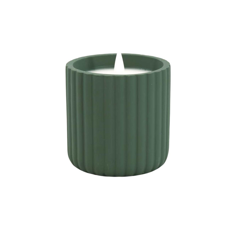 Green Ribbed Resin LED Jar Candle - Small 4x4.75