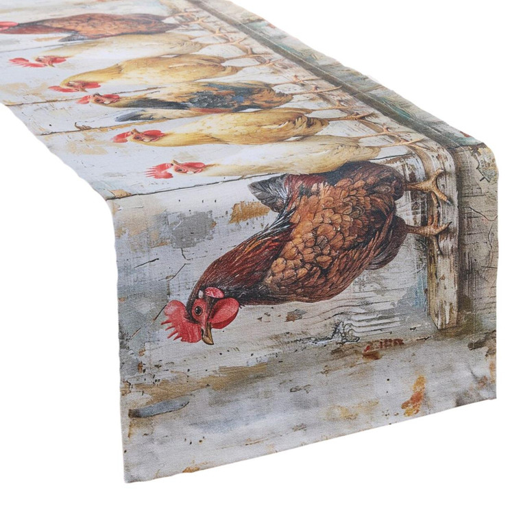 Four Chickens In A Row Table Runner - 13x36