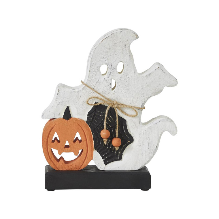 Spooky Jack O Lantern Wooden Ghost - 9.25