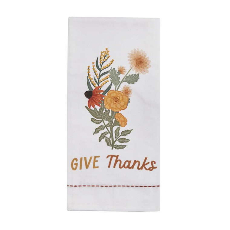 Autumn Meadow Give Thanks Flower Decorative Dishtowels - Set of 2