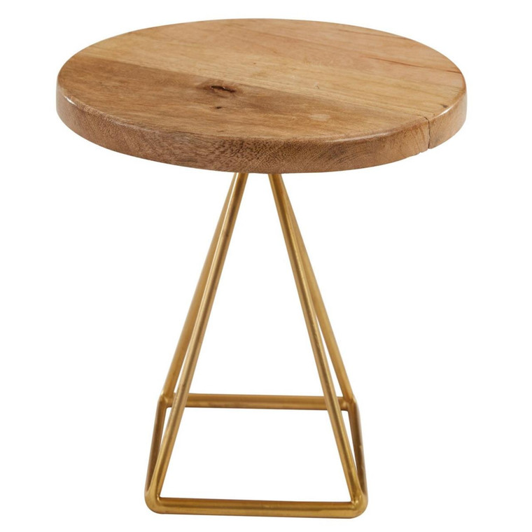 Wood / Gold Triangle Serving Stand - Tall 8"
