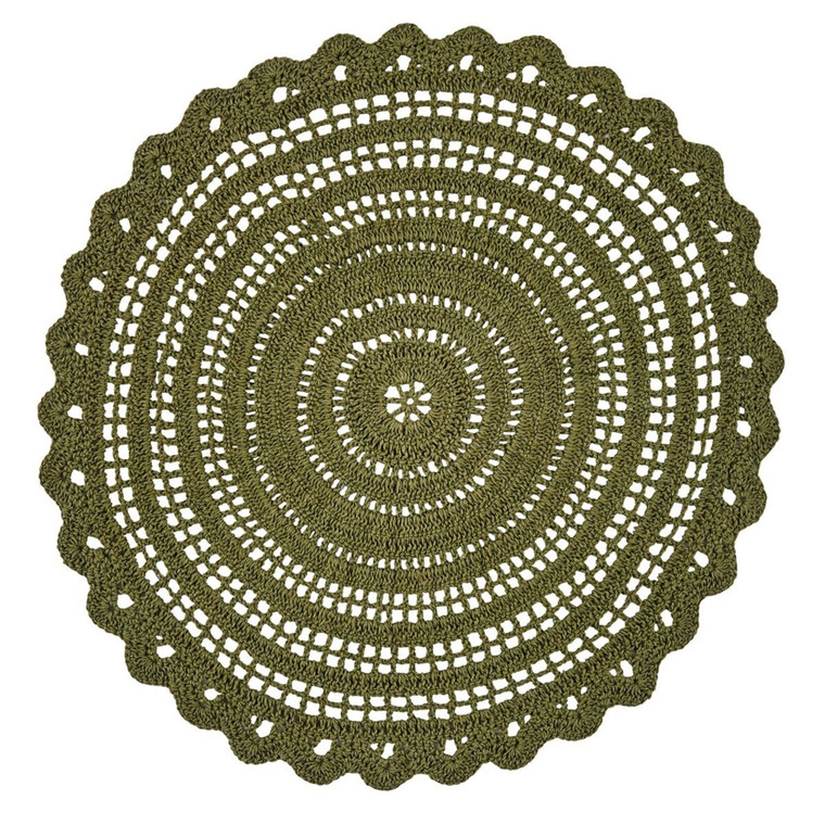 Addison Crochet Matcha Green Placemats - Round Set of 2 15"