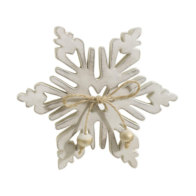 Distressed White Wooden Snowflake - 7.75x7.75