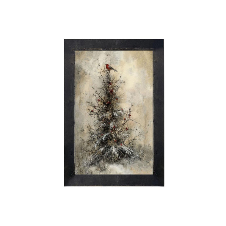 Christmas Cardinal  - Black Frame 10x16