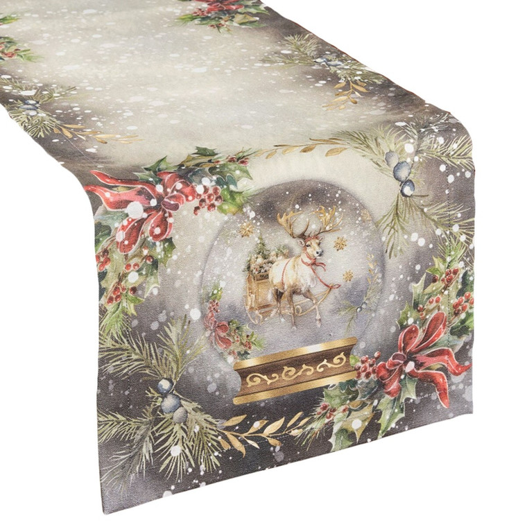 Snow Globe Reindeer Table Runner - 13x54