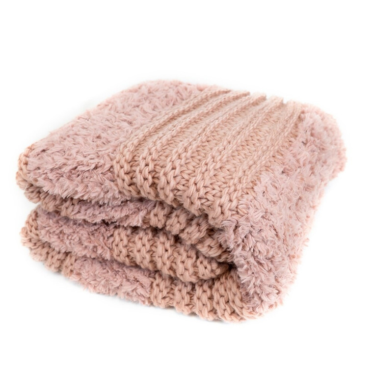 Plush Knit Throw - Silver Pink
