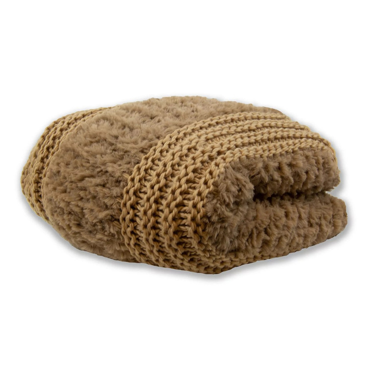 Plush Knit Throw - Camel
