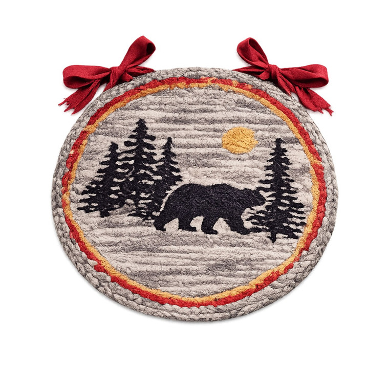 Albemarle Black Bear Hooked Chair Pads - Set of 2 14.5"