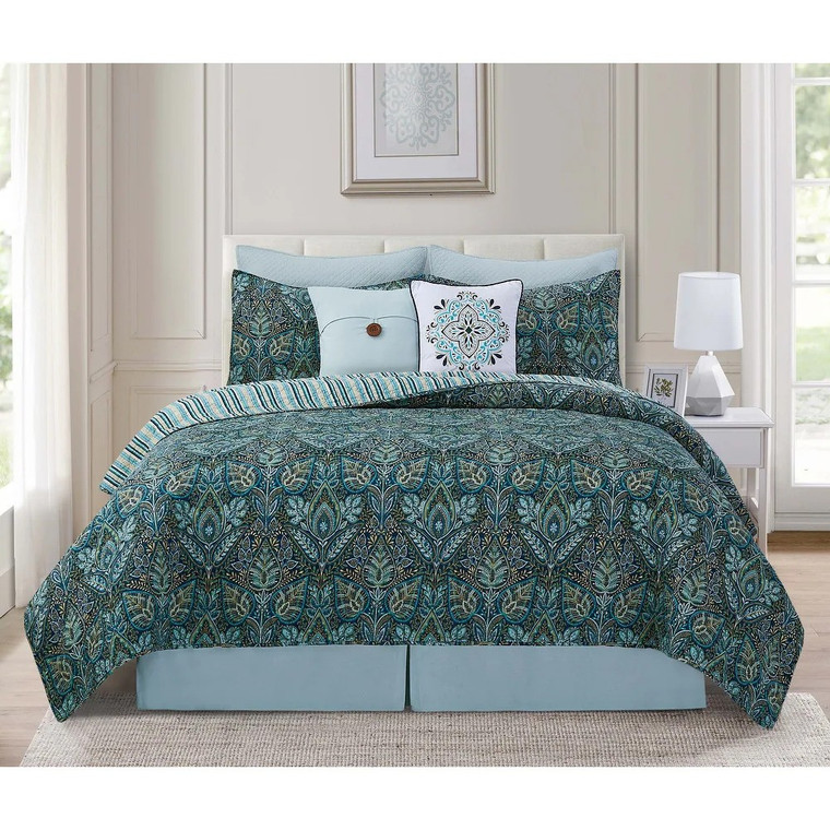 Bailey Blue Quilt Set - With Shams