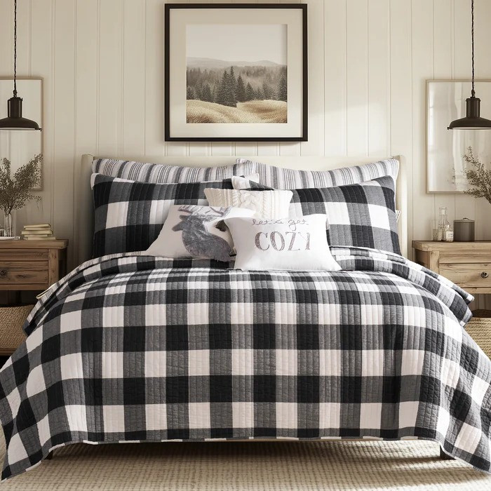 Camden Black Quilt Set - With Shams