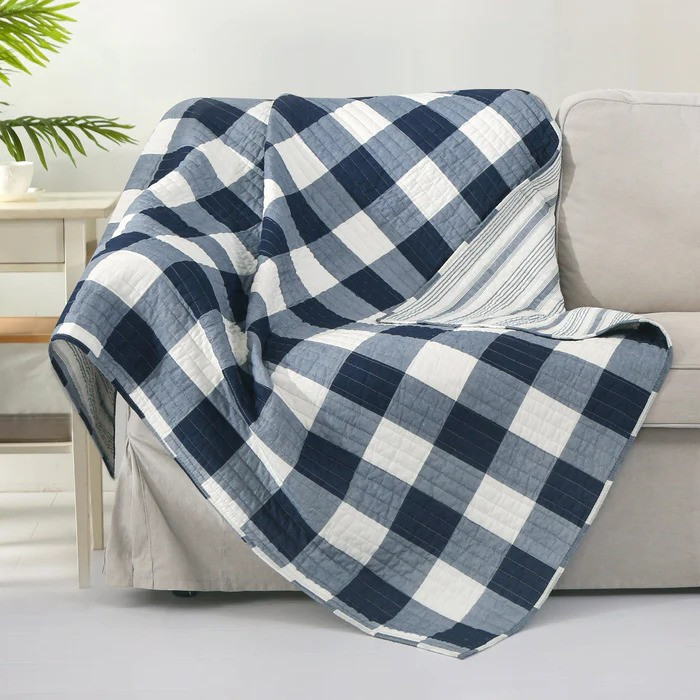 Camden Navy Quilted Throw