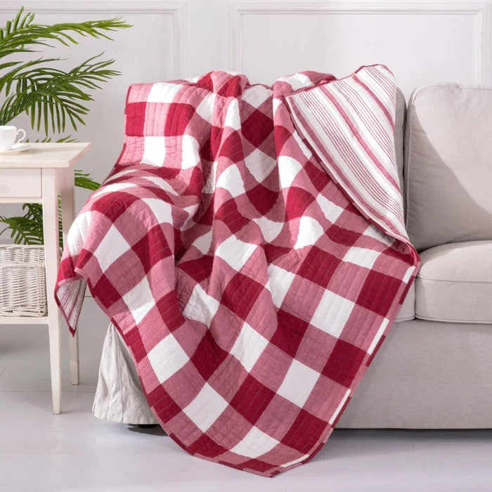 Camden Red Quilted Throw